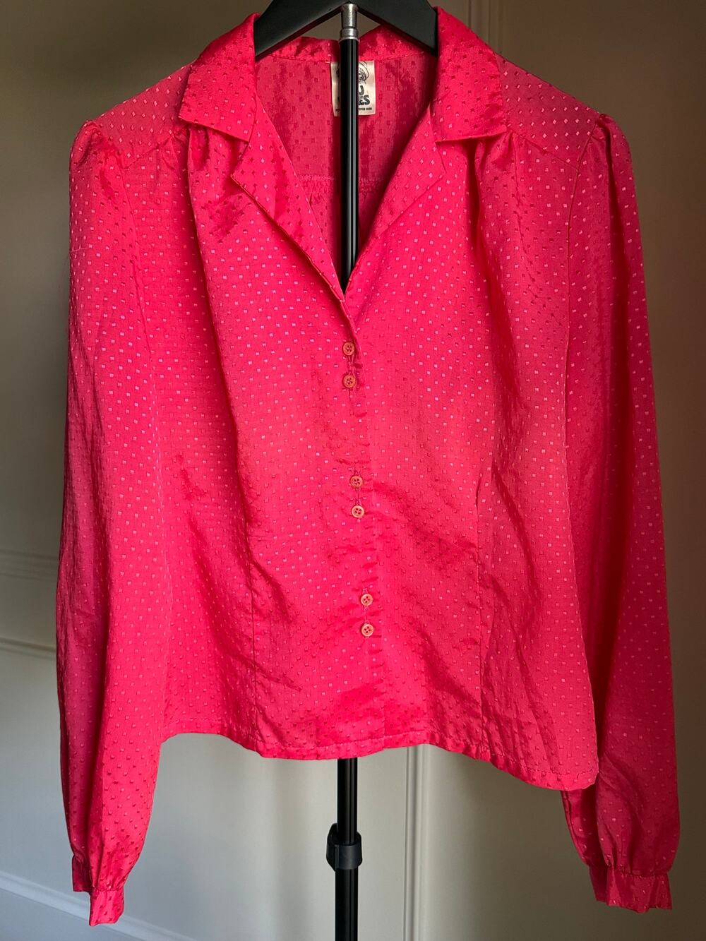 Vintage 1970s You Babes Pink Dagger Collar Prairie Disco Blouse Rare Tag